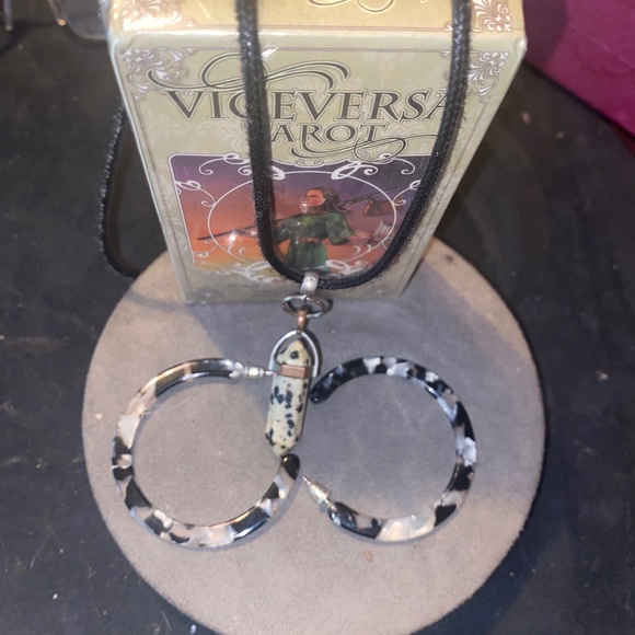 Tarot bundle vice versa tarot and a pendulum and earrings.Dalmatian